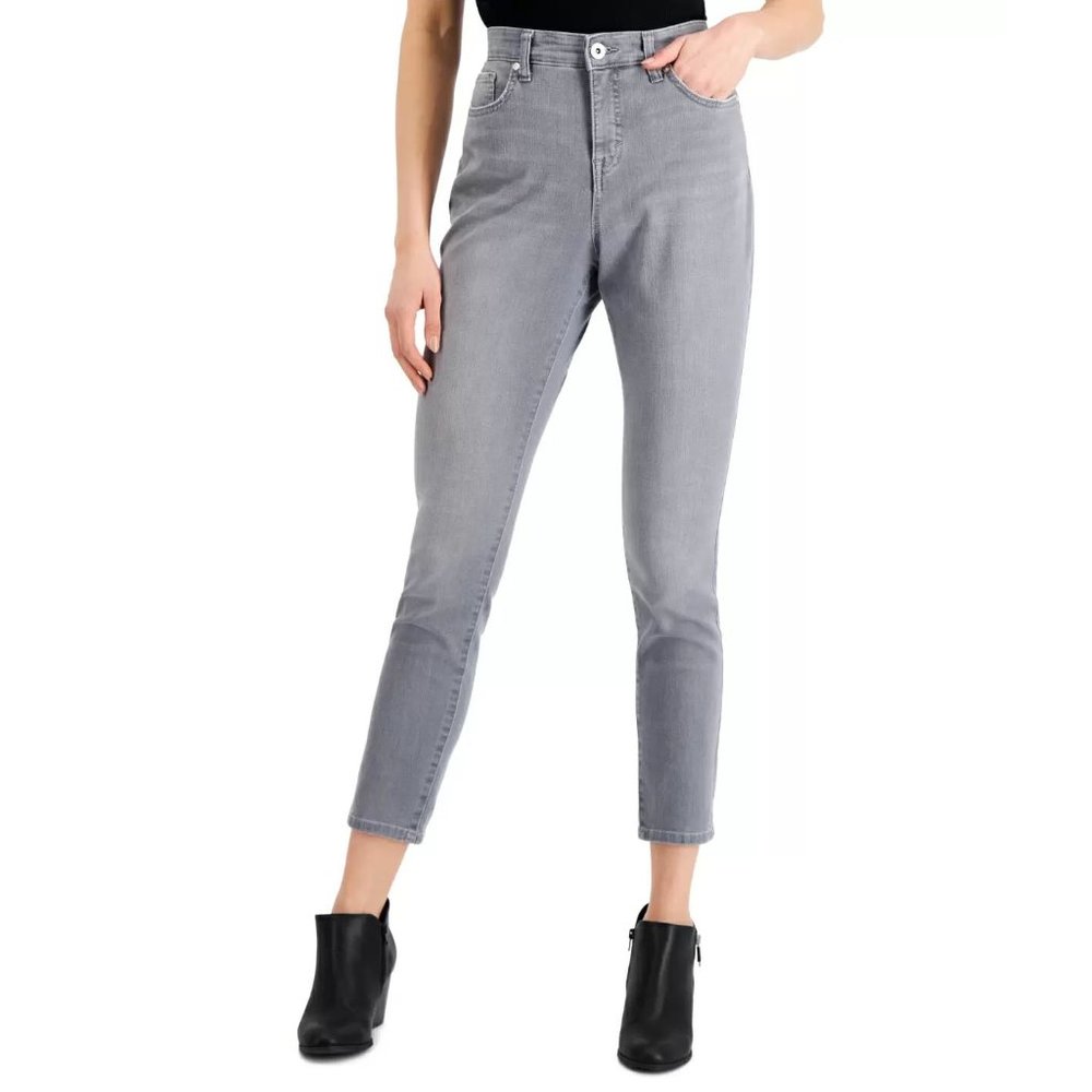 Style & Co Curvy-Fit Skinny Printed Jeans, Early Riser